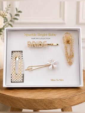 Miss To Mrs Sparkle Bright Babe Bridal Hair Pin Collection NWT